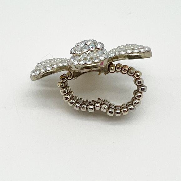 Lot of 3 Large Statement Elastic Cocktail Rings - Flower - Heart -Dangle Beads - Picture 9 of 11